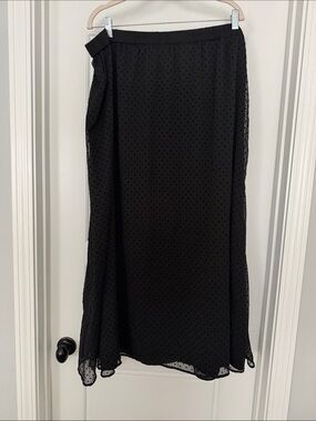 Old Navy Black Maxi Skirt with Swiss Dot Overlay